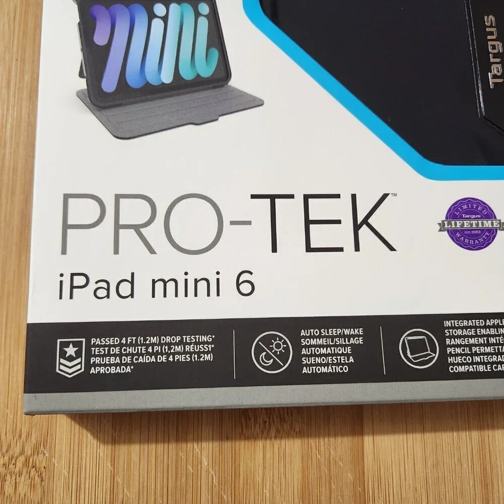 Targus Pro-Tek iPad Mini 6 Cover Black Antimicrobial Defense Guard Protection